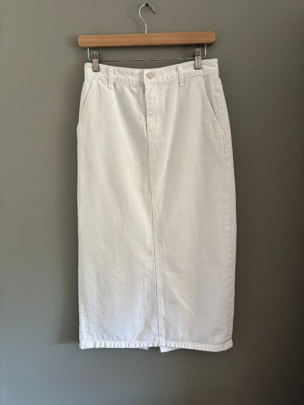White Denim Midi Skirt